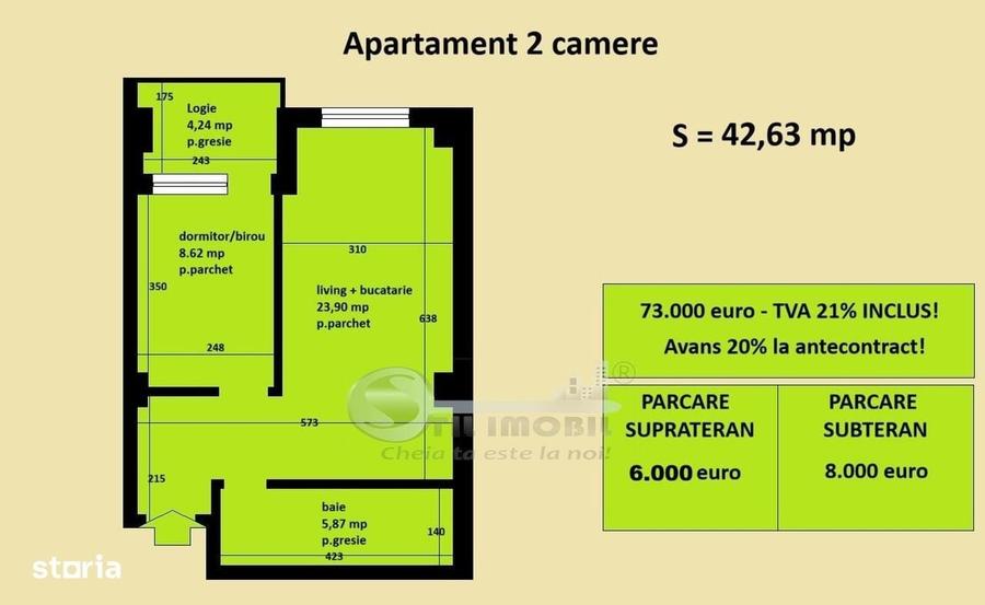Apartament cu 2 camere în Horpaz
