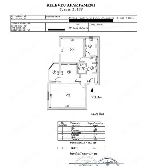 Apartament cu 2 camere decomandat în Gara