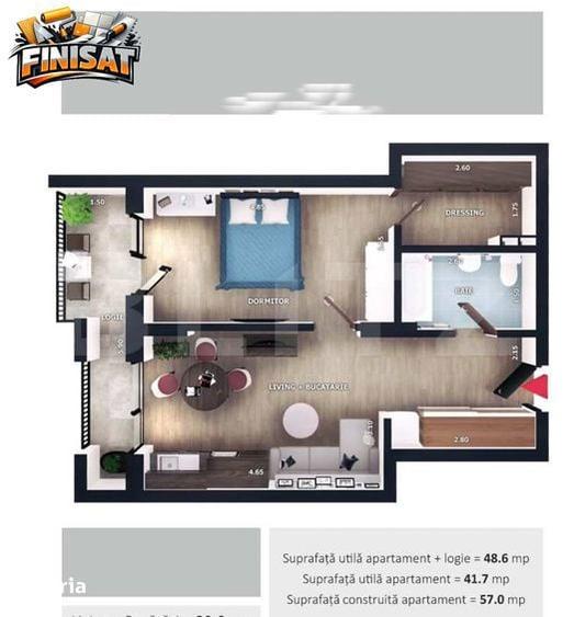 Apartament cu 2 camere în Florești — fotografia 1