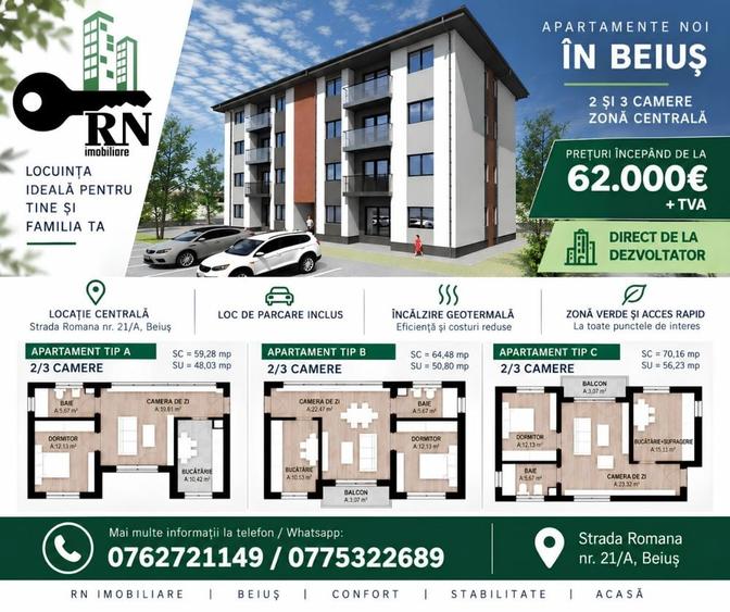 Apartament cu 3 camere în Central