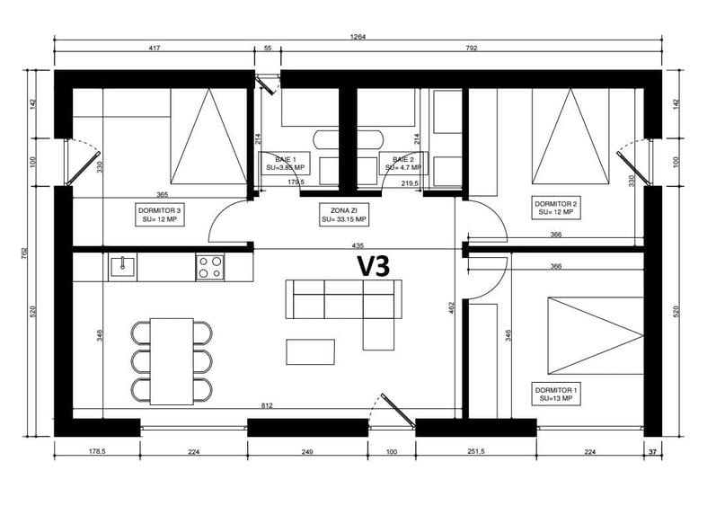 Casă cu 3 camere cu Teren 350 Mp în Stupini