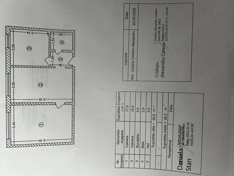 Apartament cu 2 camere semidecomandat în Ozana