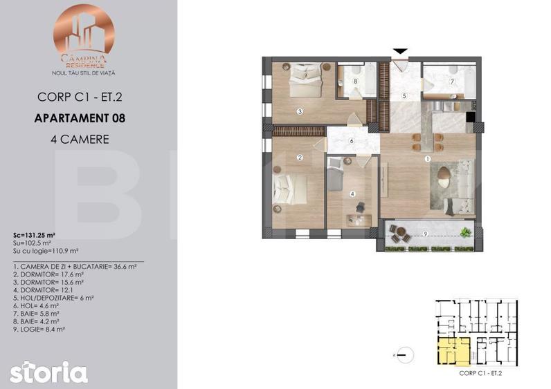 Apartament cu 4 camere în Central