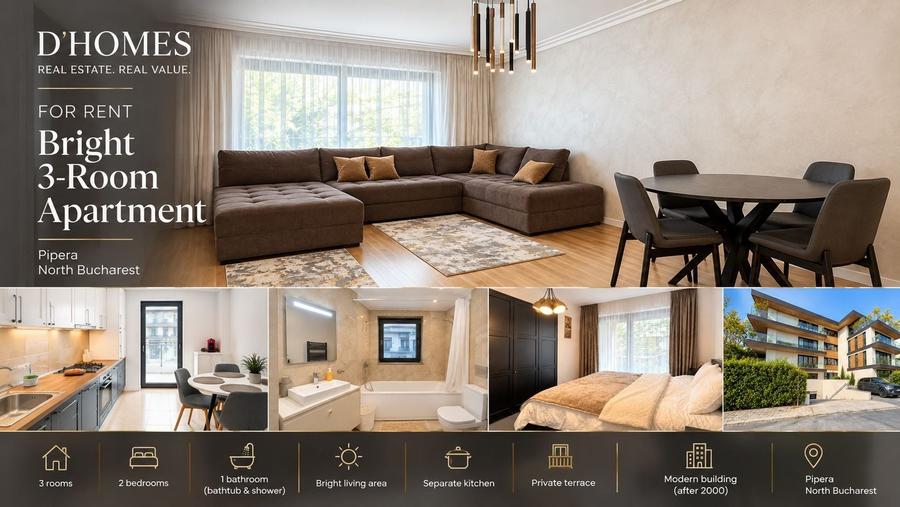 Apartament cu 3 camere în Pipera