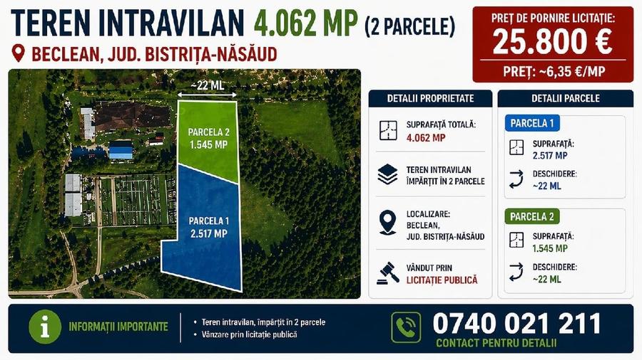 Teren intravilan de 4062 mp, în Central