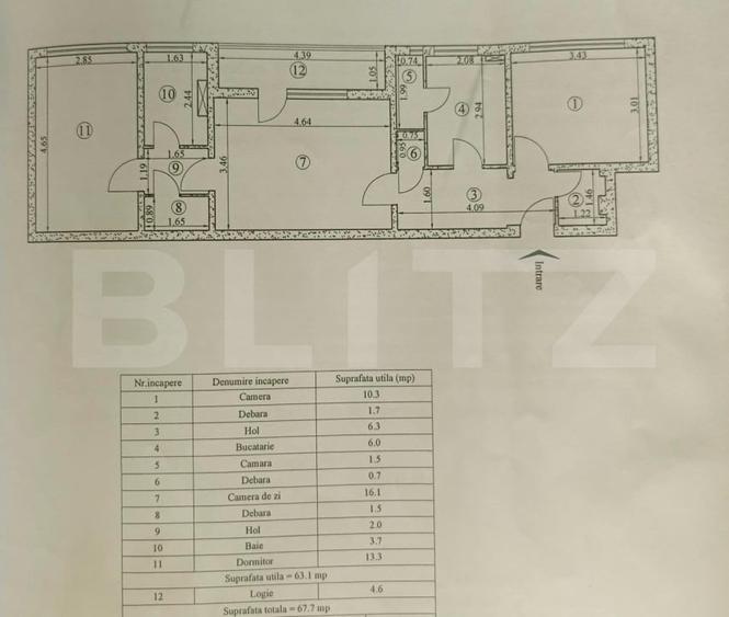 Apartament cu 3 camere semidecomandat în Tătărași
