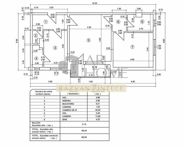 Apartament cu 2 camere semidecomandat în 9 Mai