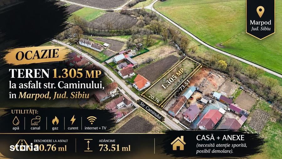Casă cu 2 camere cu Teren 1305 Mp în Gușterița