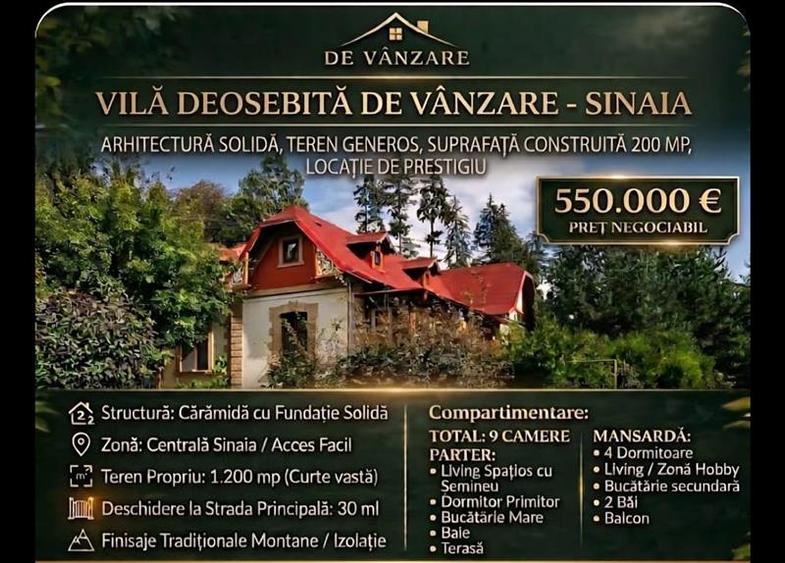 Oportunitate de investitie | Vila superba de vanzare| Ultra-Central Sinaia| - 1