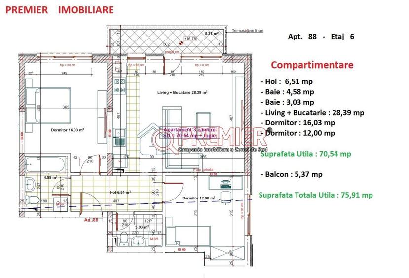 Apartament cu 3 camere decomandat în Apărătorii Patriei