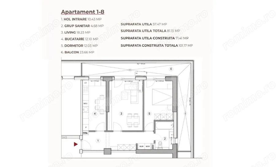 Apartament cu 2 camere decomandat în Calea Severinului