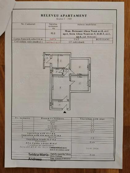 Apartament cu 3 camere semidecomandat în Central