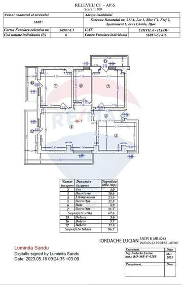 Apartament cu 3 camere în Central