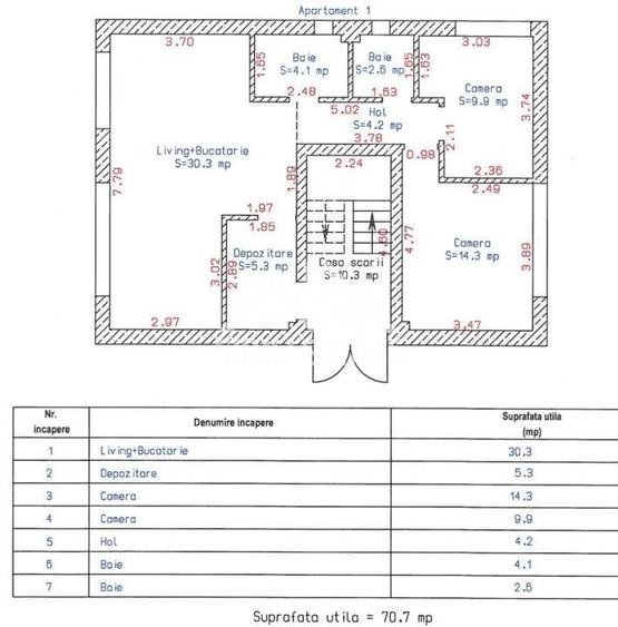 Apartament cu 3 camere decomandat în Șelimbăr