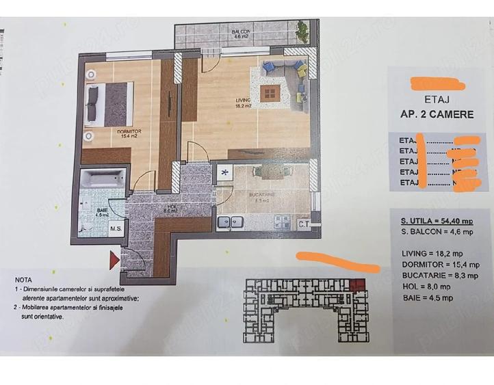 Apartament cu 2 camere decomandat în Apărătorii Patriei