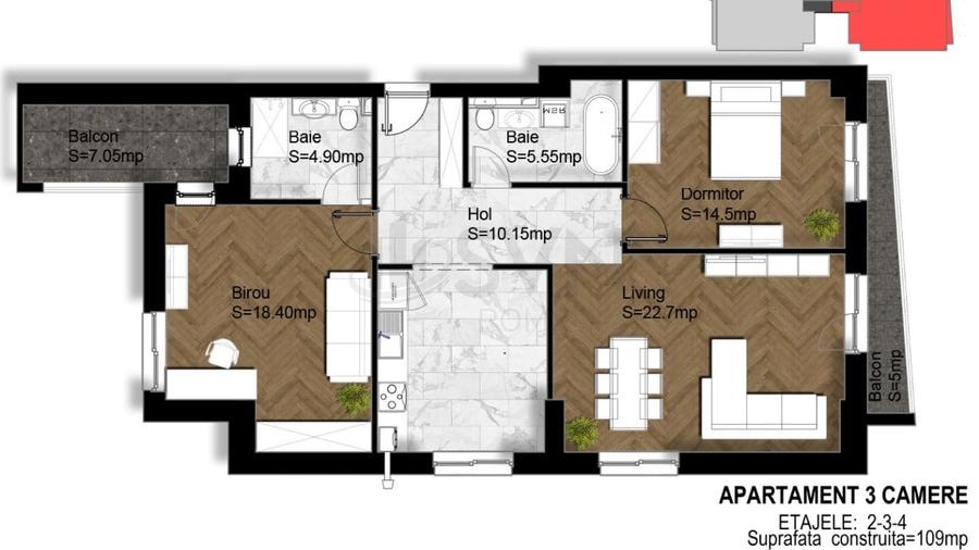 Apartament cu 2 camere decomandat în Străulești