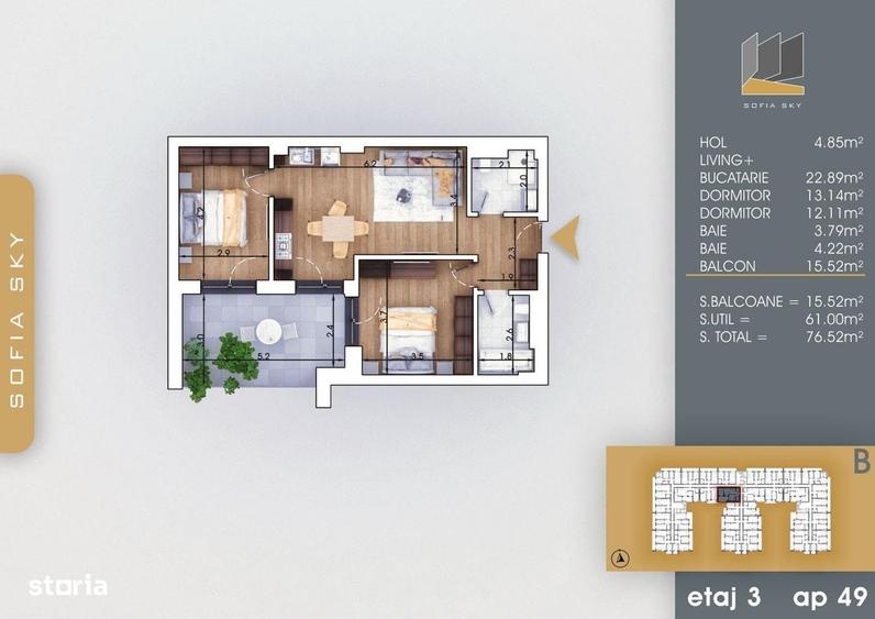 0% COMISION Apartament nou 2025 3 camere, 2 bai, Terasa 13mp METROU N - 18