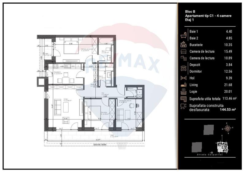 Apartament cu 4 camere decomandat în Răcădău