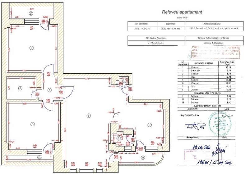 Apartament cu 3 camere decomandat în Libertății