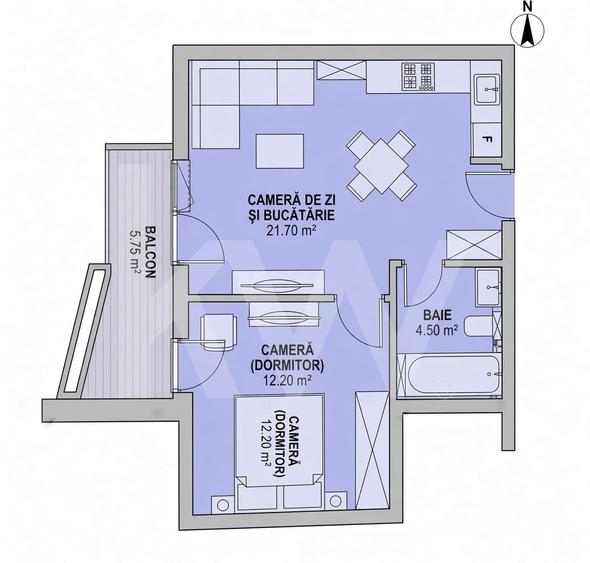 Apartament cu 2 camere semidecomandat în Mihai Viteazul