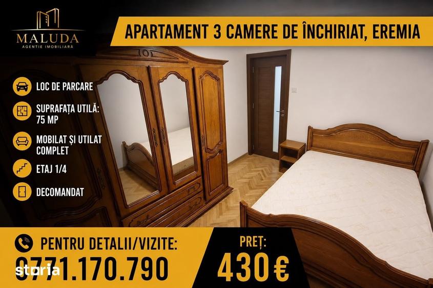 Apartament cu 3 camere decomandat în Central