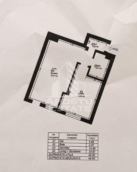 Apartament cu 2 camere decomandat în Fratelia