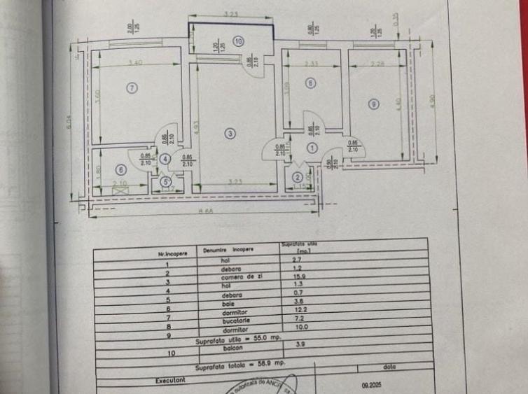 Apartament cu 3 camere semidecomandat în Exterior Vest