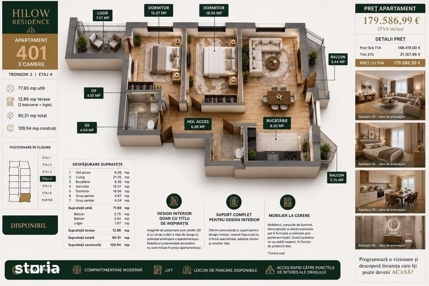 Apartament cu 3 camere decomandat în Central