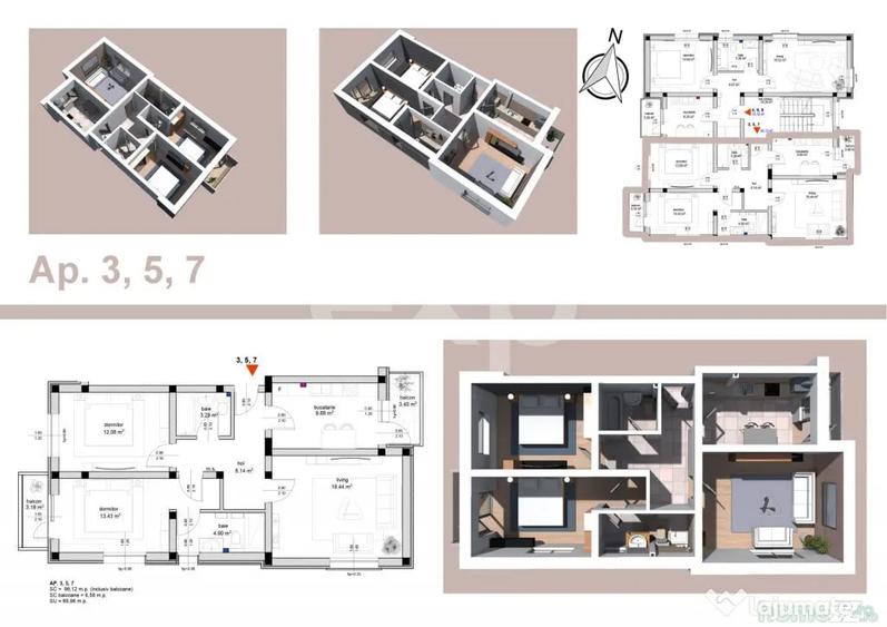 Apartament cu 3 camere decomandat în Trivale