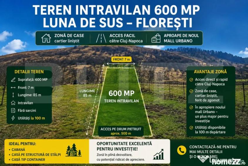 Teren de 600 mp, în Luna