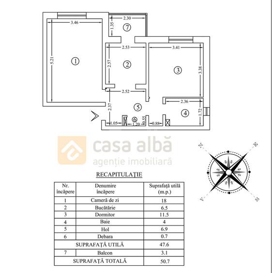 Apartament cu 2 camere decomandat, mobilat în Nicolina