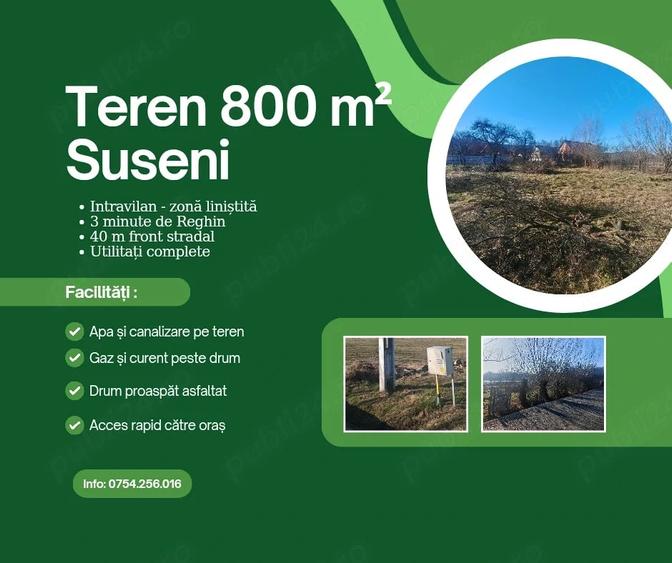 Teren de 800 mp, în Suseni