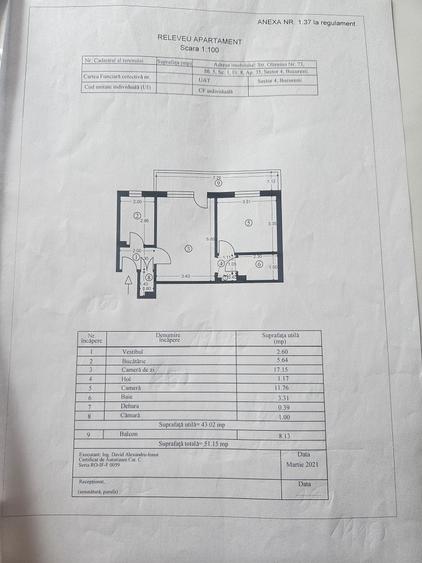 Apartament cu 2 camere semidecomandat în Olteniței