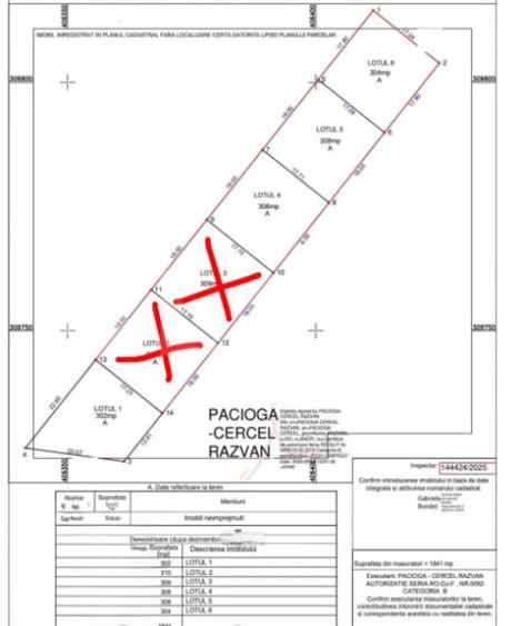 Teren 3 parcele intravilan, 308 mp, deschidere 18 m, Damila - 1