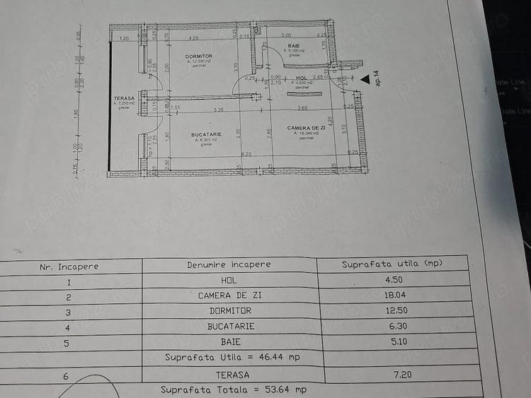 Apartament cu 2 camere semidecomandat în Florești