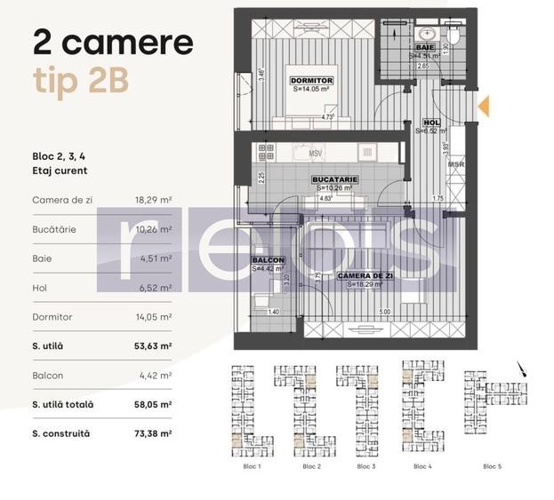 Apartament cu 2 camere în Chitila