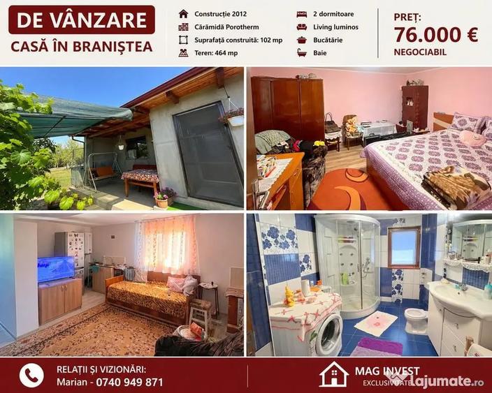 Casă cu 3 camere cu Teren 464 Mp în Braniștea