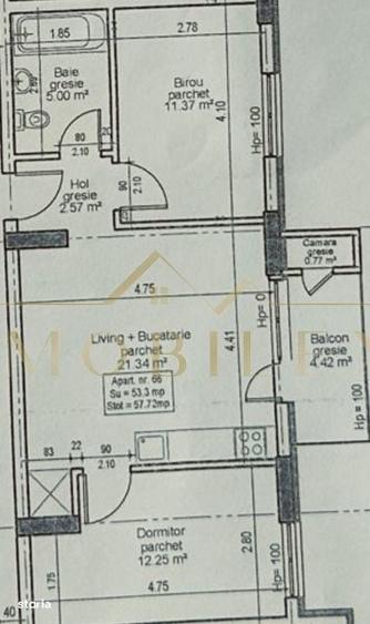 Apartament cu 3 camere în Florești