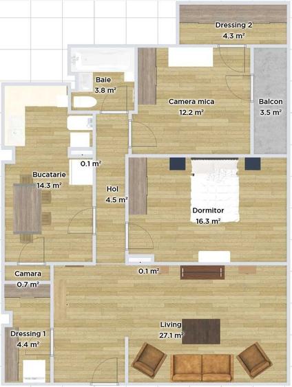 Apartament cu 3 camere decomandat în Ultracentral