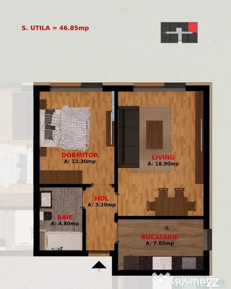 Apartament cu 2 camere decomandat în Dobroești