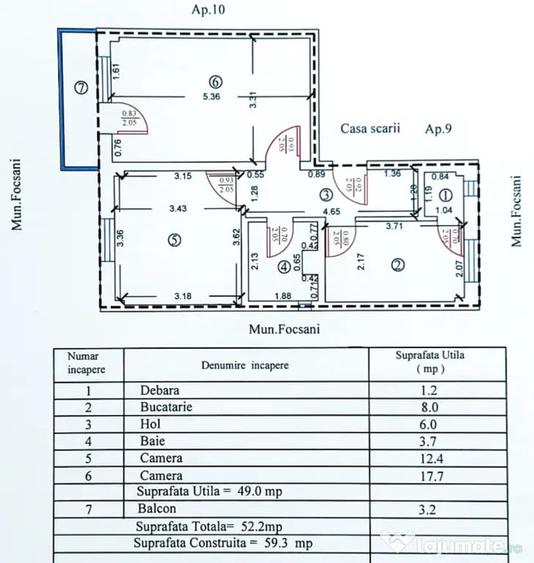 Apartament cu 2 camere decomandat în Est