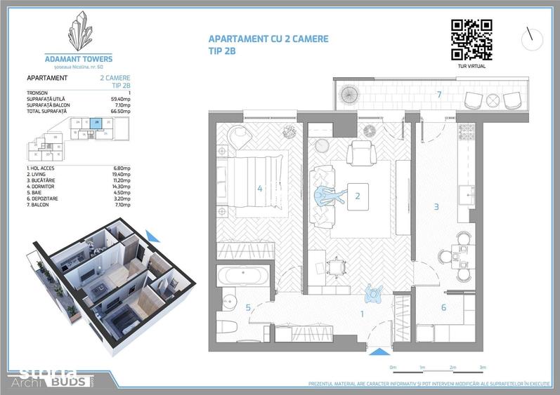 Apartament cu 2 camere în Cug