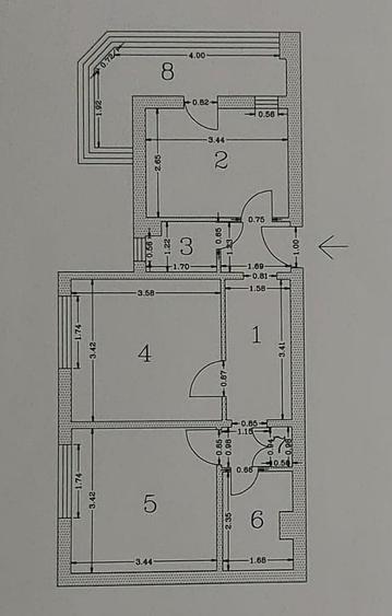 Apartament cu 2 camere decomandat în Central