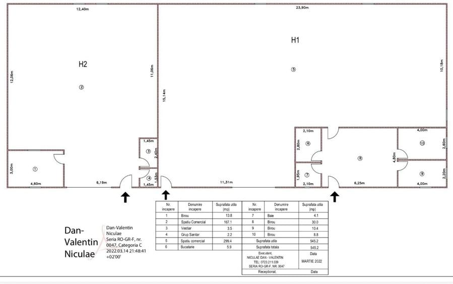 Spațiu comercial, de 545 mp, în Central