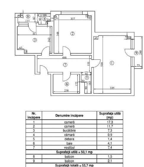 Apartament cu 2 camere decomandat, mobilat în Crângași