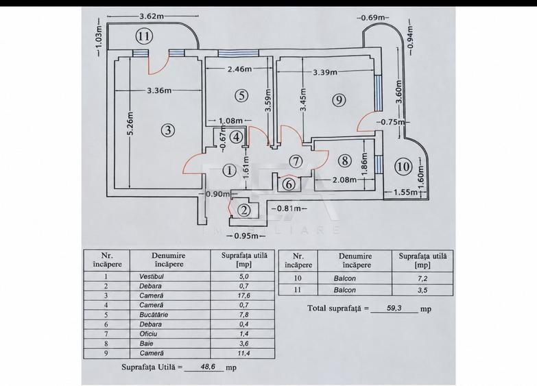 Apartament cu 2 camere decomandat în Mărgeanului