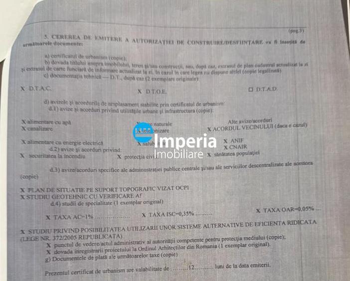 Teren Construcții intravilan de 1200 mp, în Aeroport