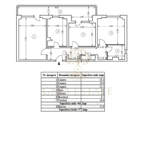 Apartament cu 3 camere decomandat în Lujerului