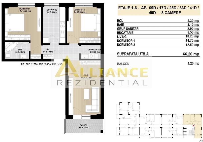 Apartament cu 3 camere decomandat în Metalurgiei