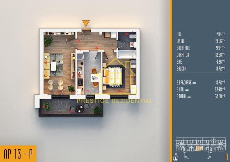 Apartament cu 2 camere în Theodor Pallady